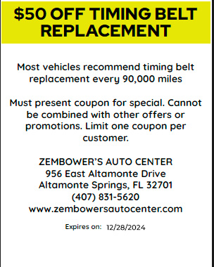 $50 OFF TIMING BELT REPLACEMENT